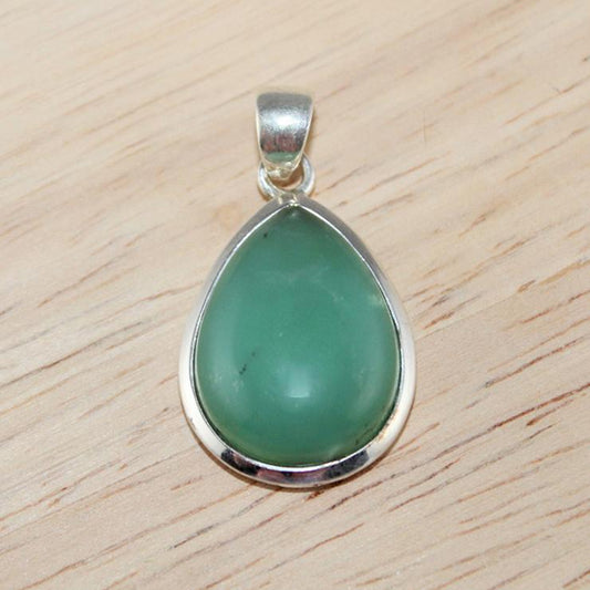 Teardrop Chalcedony Pendant Set in Sterling Silver - Little Elephant