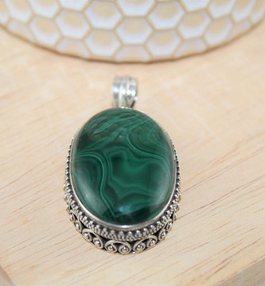 Malachite Pendant - Little Elephant