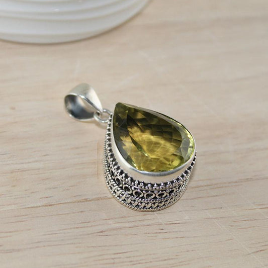 Lemon Topaz Teardrop Pendant - Little Elephant